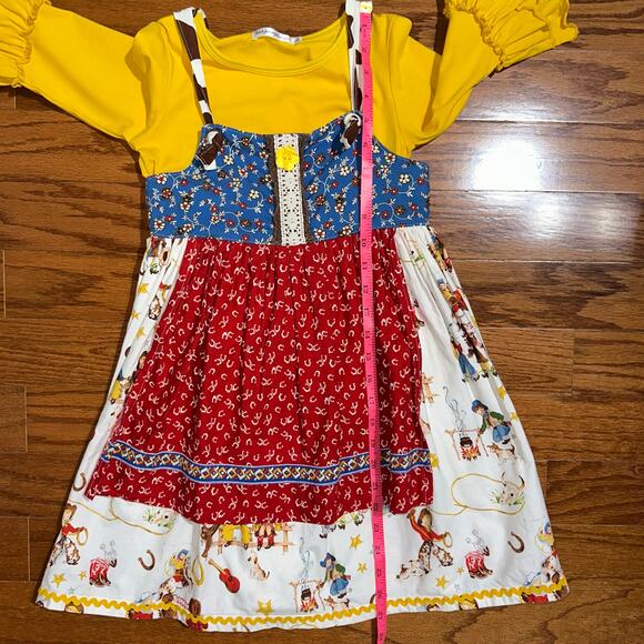 Boutique Girls Western Tickled Pink Rodeo Cowgirl Bell Sleeve Shirt & Dress 6 - Picture 15 of 16